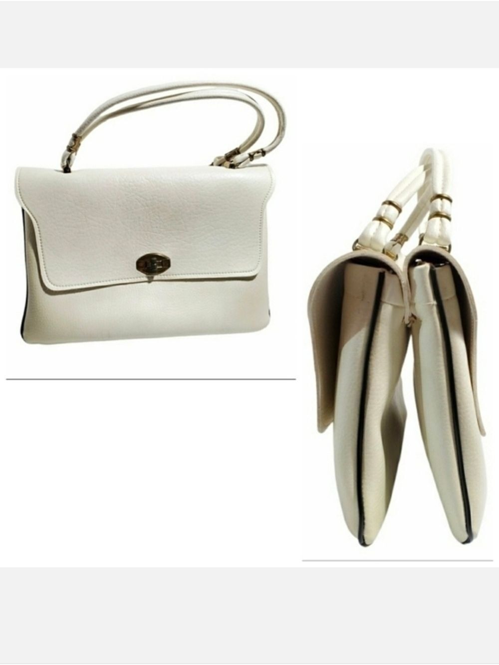 Vintage faux leather double pocket handbag purse